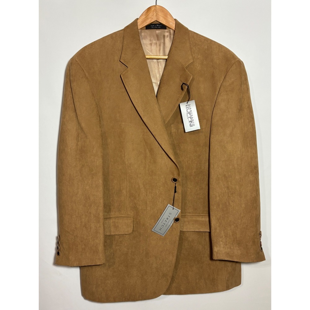 Gianfranco Ruffini Blazer Mens 46R Brown‎ Comfort Stretch Faux Suede Sport Coat